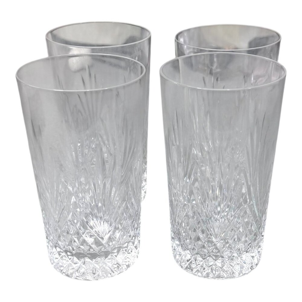 Lot 4 Wedgwood Majesty Crystal Highball Glasses Cut Glass Barware Vintage RARE